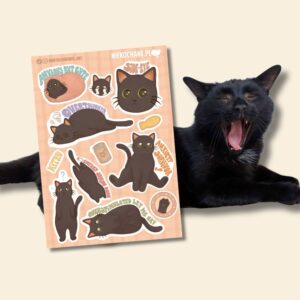 ANXIOUS CATS CLUB: KOTEK CZARNY Z ZIELONYMI OCZAMI arkusz naklejek