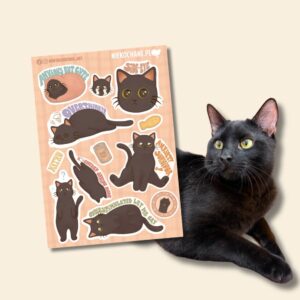 ANXIOUS CATS CLUB: KOTEK CZARNY Z ŻÓŁTYMI OCZAMI arkusz naklejek